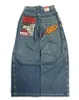 Jeans femininos Y2K Fashion Street Lavado punk retro casual solto calças clássicas clássicas góticas harajuku perna reta denim