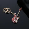 Keychains Women Crystal Guitar Top Quality Car Key Ring Business Charm Accessories Men Gift Jewelry K1920