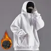 Ninja neck hoodies man herfst en winter fleece sweatshirt hiphop vaste lange mouw hoodie pocket losse capuchon y2k kleding mannen 240430