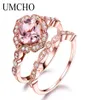 UMCHO 925 STERLING Silver Ring Set Femme Morganite Engagement Band de mariage Bridal Vintage Stacking Anneaux pour les femmes Fine Bijoux C5476904