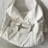Xiuya Y2k Large Capacity Shoulder Bag White Pu Leather Cross Handbag American Style Punk Goth Fashion Simple Designer Handbag 240430