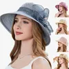 Широкие шляпы летняя соломенная ведро для женщин с цветочной шляпой для душа листья
