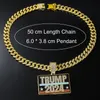 Creative Trump 2024 Full Diamond Fashion Personnalité Pendant pendentif Collier de chaîne cubaine 0430
