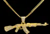 Naszyjniki wiszące z całego naszyjnika Hip Hop A K 47 Pistolet Diamond Mini Tom Gun A S G Kurfing Wiselant Super Personality Jewelry4380544