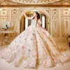Light Champagne Quinceanera Dresses 3D Flower Lace Appliques Beading Ball Gown Off Shoulder 15 Pron Celebrity dress Sweet 16