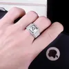 Bandringen 925 Sterlsilver Exquise Large Crystal Ring Geschikt voor mannen Women Fashion Farties Weddaccessories Designers Sieraden Charme paar Geschenken J240429