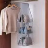 Förvaringspåsar hängande handväska arrangör för garderobsskåp transparent väska dörrvägg klara diverse skor med galge påse