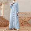 Etnische kleding moslimvrouwen bescheiden jurk Abayas lange knopen borstvoeding geven Arabisch Saoedische mantel Eid al-Adha gebedkleding