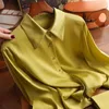 Bluzki damskie satynowe koszule solidne vintage Polo Neck Silk Ladies Odzież Spring/Lato luźne długie rękawy topy ycmyunyan