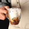 Pentole da caffè 1 pcs da 350 ml Fiori asciutti di vetro a parete doppia con manico tazze da tè resistenti al calore Dono creativo