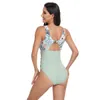 2024 Nouveau maillot de bain en une seule pièce en maillot de couleur solide bikini bikini femme plage porte vbh