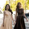 Festklänningar Elegant A-Line Satin Dubai Aftonklänning O-hals Cap ärmar Pärlor Prom Formell klänning Vestidos de Noche Robe Soiree