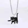 Keychains Lanyards Hip Hop Fashion Knife Cat Necklace Mens Kpop Funny Black Cat Pendant Sweater Chain Jewelry 2023 New Party Gift Q240429