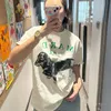 Modna marka Dachshund Print T-shirts Kobiety okrągły list z drukowaną koszulką z krótkim rękawem