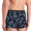 Unterhose weiße Blätter auf der Marine Eine handgemalte Muster Baumwollhöhe Herren Unterwäsche Print Shorts Boxer Slips