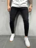 Jeans masculinos de alta qualidade cor sólida roupas masculinas europeias e americanos jeans lavados elásticos casuais jeans apertados jeans s-3xl wx