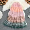 Faldas 2024 primavera verano japón coreano harajuku moda mujeres kawaii hada núcleo grunge casual pastel arcoirbow tul