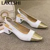Casual Shoes LAKESHI Women Flats Sandals Fashion Metal Design Low Heels Spring Summer Office Dress Party Black Pointed Toe Mules