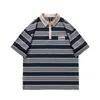 T-shirt pour hommes Mode classique Classic Stripe vintage Broidered Cotton Casual Abel Sleeve Polo 240416