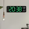 Plug-in Utilisation grande horloge murale numérique 9 pouces Température Humidité Semaine du gradateur Auto Tableau d'alarme LED électronique 12 / 24h 240417