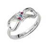 Uonney Drop Hersteller gravierter Engel Wings Infinity Ring Geburtssteine Name Ring für Mutter Mädchen Frauen Schmuck 240415