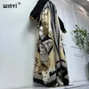 Robes décontractées winyi manteau long pour femmes africain en dentelle en dente