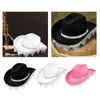 Berets Rhinestes Tassels Cowboy Hat Jazz Cap Wide Cowgirl voor Masquerade Fancy Dress Carnivals