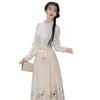 Ropa étnica tradicional tradicional hanfu femenina de verano blancos han elementos modificados vestidos de cara de caballo hada hada