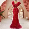 Rote Pailletten formelle Abendkleid 2024 Sheer Neck Plus Size Perlen Crystal Birthday Party Kleider Dubai Arab 0431