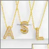 Colares de pingentes de colares pendentes 18k Cristal de ouro inglês Cadeias de colares letra de jóias de moda feminina entrega penda dhsvu