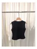 Women's Tanks & Camis designer Yang Mi, Yu Shuxin, Same Style Black Hollow Letter Sleeveless Tank Top for Early Spring New Design, Spicy Girl YEN8