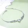 925 Sterling Silver Beautiful Winged Heart Shape Zirkon Bracelet voor vrouwen Koreaanse mode -sieraden Verjaardagsgeschenk jubileum 240423