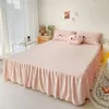 Bedding Sets Pink Cute Cartoon Applique Embroidery Set Velvet Fleece Duvet Cover Bed Sheet Fitted Skirt Pillowcases
