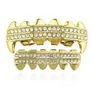 Punkowe złote zęby Grillz 2 rzędu lodowe grille dentysty Hip Hop wampirów wampirów zębów czapki na halloween party biżuterię 6176823