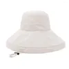 Berets Summer Thin Sun Protection Hats For Women Ladies Korean Big Brim Fisherman Hat Sunshade Black Gum D5U9