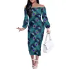 Casual Dresses Delicate Peacock Feather Print Traditional Polynesian Tribe Samoan Dress Drop Shoulder