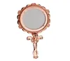 Mini vintage antik stil handhållen kosmetisk vikning makeup spegel rosguld runda7078392