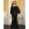 Vestidos casuales mujeres sexy de hombro negro lentejuelas elegantes elegantes damas ruffle fiesta de la noche cóctel baile