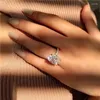 Cluster Rings Original 3 S Moissanite Gemstone Real 14 K White Gold Color Ring For Women Classic Oval Shape Bizuteria Female