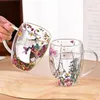 Cafetière 1pcs 350 ml Boulires fleurs sèches tasse en verre mural double avec poignée tasses à thé résistant