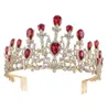 Klassisk vintage guldpläterad ruby ​​kunglig blå strass prinsessa kvinnor weddig fest hår tiaras crown68786883548841