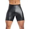 Pantaloncini da uomo in pelle elastica elastica pantaloni corti rave uomini pantaloni di colore solido maschio fitness streetwear s-4xl