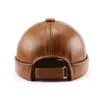 Beanie/Skull Caps Hot Sale Men Real Cowhide Lederen Hat Fashion Landlord Hat Men Street Trendy Hip-Hop Hat Caps Bimless Melon Cap Beanies For Men D240429