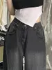 Damen Jeans Modelle Frühling Herbst Kleidung Baggy Jeanshose schwarz hohe Taille Wide Leghose Freizeit lose Frauen A807