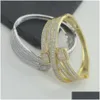 أساور السحر المثلجة خارج Baguette CZ CZ Cubic Zirconia Bracelet Gold Sier Color الفاخرة MTI Band Band Barkles Jewelry Otlg5