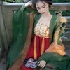 Vêtements ethniques Hanfu Tang Industrie lourde broderie chinoise Style Traditional Spring été jupe rouge vert Big à manches