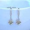 2ct Center 6.5mm D-E-F Color Heart Arrows Cut Moissanite Drop Earrings with Accents 925 Sterling Silver for Women