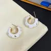 wholesale White Flower Letter Designer Earrings Brand Ear Stud Men Women 18K Gold Plated Stainless Steel Studs High Quality Charm Earring Birthday Jewelry