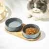 Tazón de gato Food Bowl Ceramiced Ceramiced Agua Alimentador de agua Pequeña y mediana protección de la columna vertebral Prevención de vuelco 240429