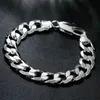 Chain 925 Silver 6MM 8MM 10MM 12MM Flat Sideways Bracelets Chains For Men Fashion Jewelry